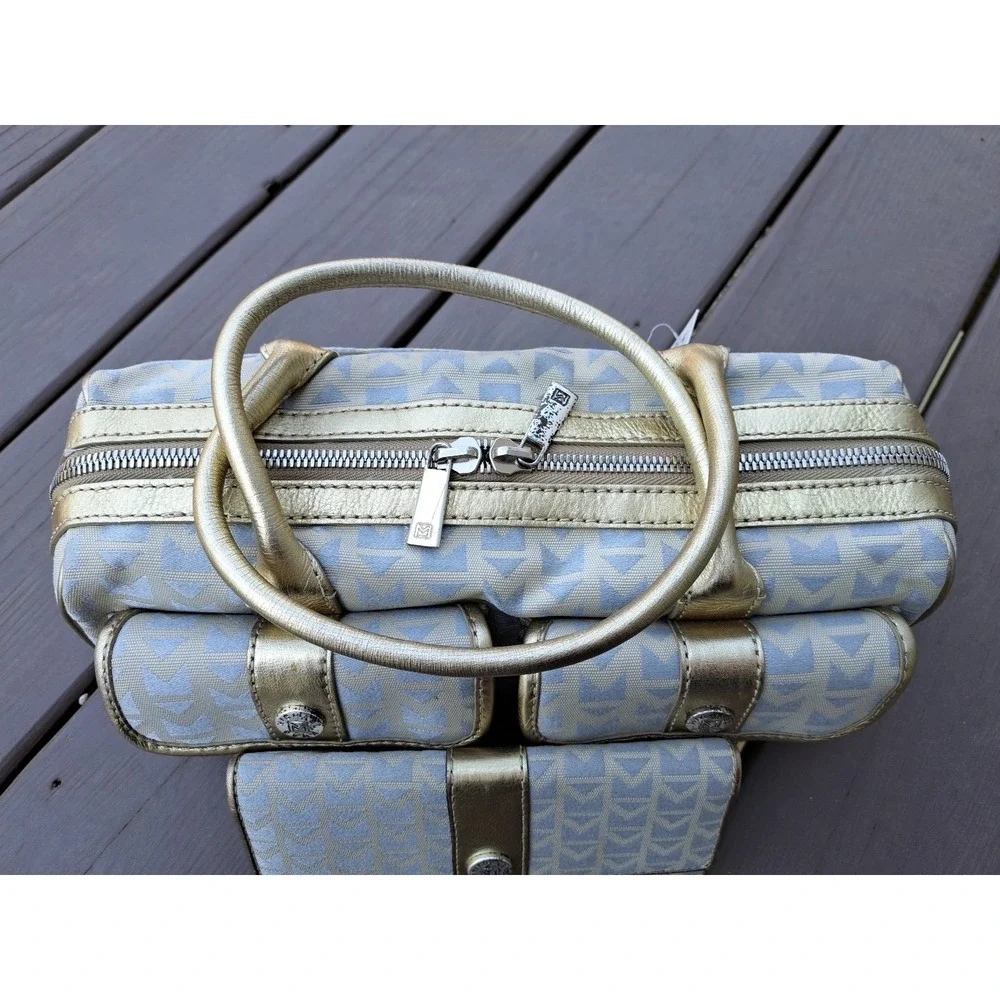 VTG Michael‎ Kors Italian Jacquard Gold Leather Trim Satchel Handbag Wallet NWT